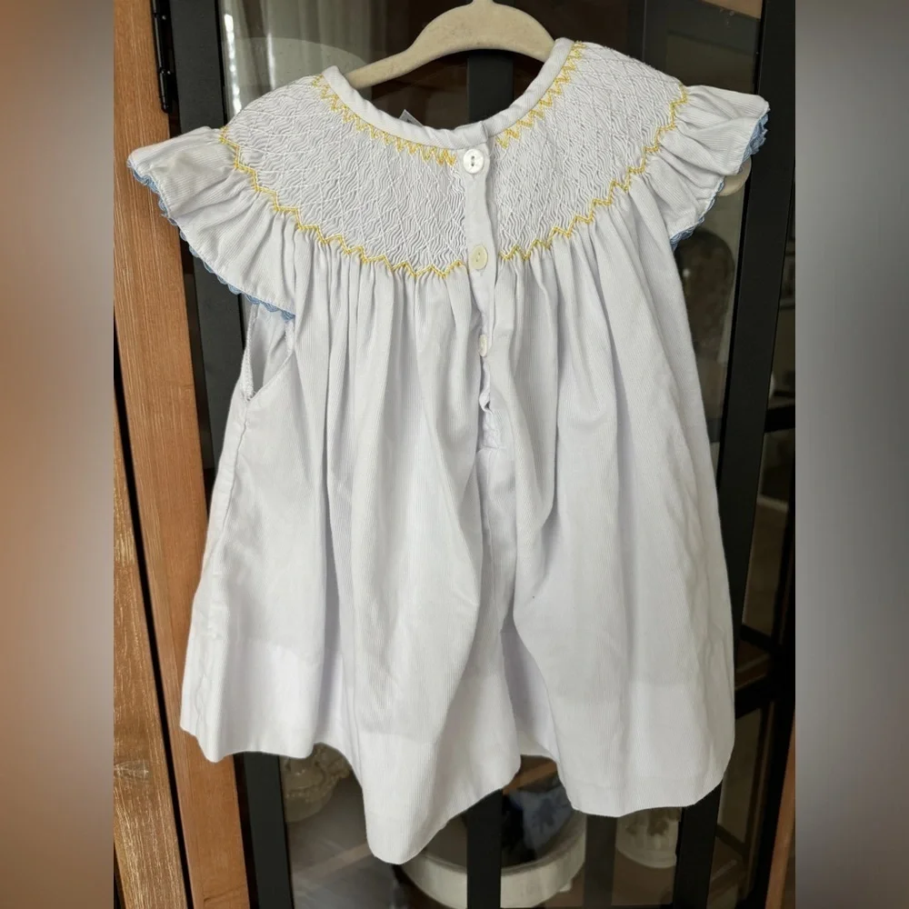 Smockingbird lemons smocked dress top embroidered ruffles toddler girl limes